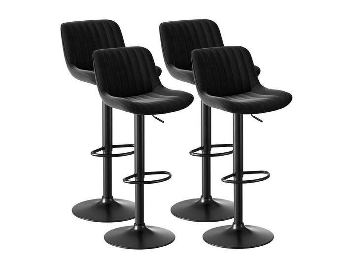 SeedWave Barhocker Samt Barstühle-Set Höhenverstellbar 360° Drehbarer Polsterhocker (2er Set / 4er Set), 4er Set Bistrohocker mit Fußstütze, schwarz von OTTO