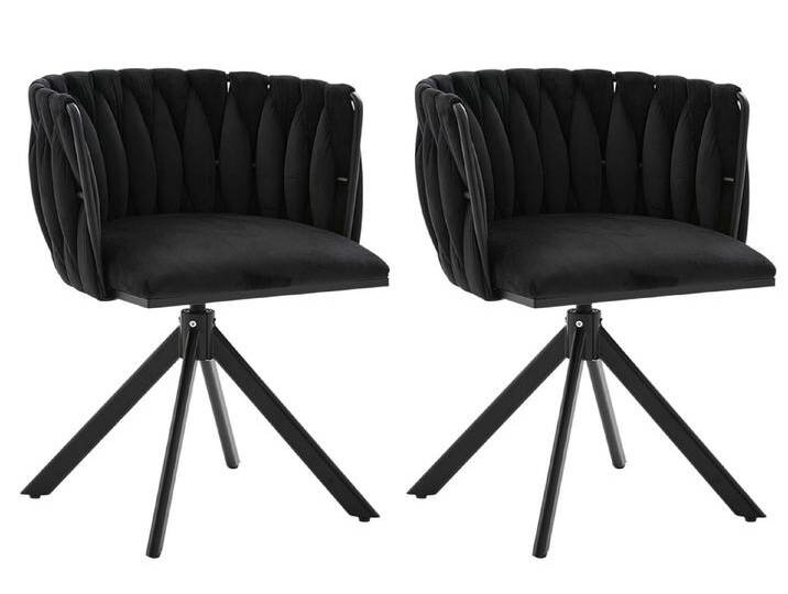 SeedWave Esszimmerstuhl 2er Set Drehstühle Samtstoff Küchenstuhl mit 180 Grad Schwenkfunktion, Polsterstuhl mit höhenverstellbaren Fußpads, schwarz von OTTO