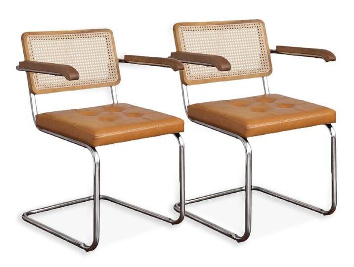 SeedWave Freischwinger 2er Set Esszimmerstühle mit Rattan-Rückenlehne, PU-Leder Sitz, Massivholz Armlehnen, Chrom Beine mit rutschfesten Pads, braun SeedWave Freischwinger 2er Set Esszimmerstühle mit Rattan-Rückenlehne, PU-Leder Sitz, Massivholz Armlehnen, Chrom Beine mit rutschfesten Pads, braun von OTTO