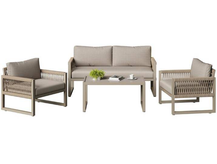SeedWave Gartenlounge-Set 4er Sommer Loungesessel-Set Balkon Frei Kombinierbare Ecksitzgarnitur, 2-Sitzer Sessel×1, Einzelsitzer Sessel×2 von OTTO