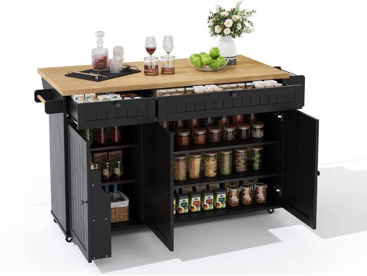 SeedWave Kücheninsel Rollwagen mit Klappbarer Tischplatte, 2 Schubladen, 6 Staufächern, Gewürzboard & Handtuchhalter, 2 höhenverstellbare Einlegeböden SeedWave Kücheninsel Rollwagen mit Klappbarer Tischplatte, 2 Schubladen, 6 Staufächern, Gewürzboard & Handtuchhalter, 2 höhenverstellbare Einlegeböden von OTTO