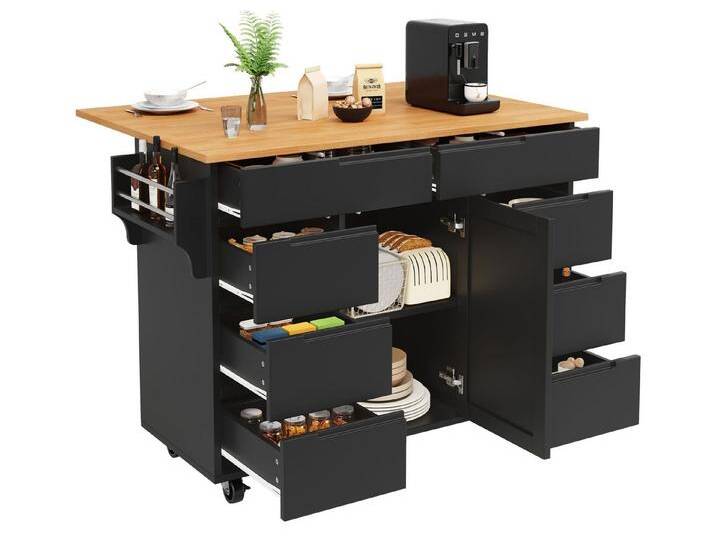 SeedWave Kücheninsel mit 76,5 cm klappbarer Arbeitsfläche, Schrank, Rollen mit Bremse, 6 kleine + 2 große Soft-Close-Schubladen, Gewürz- & Handtuchhalter SeedWave Kücheninsel mit 76,5 cm klappbarer Arbeitsfläche, Schrank, Rollen mit Bremse, 6 kleine + 2 große Soft-Close-Schubladen, Gewürz- & Handtuchhalter von OTTO