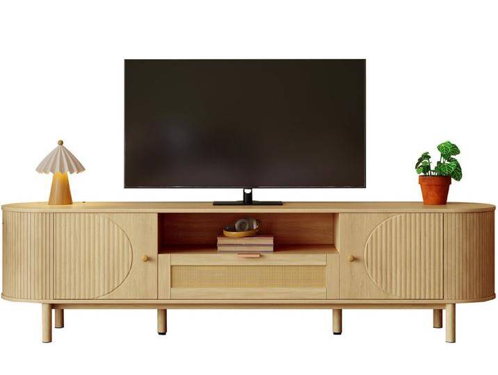 SeedWave Lowboard Ovaler TV-Schrank, 2 Türen, offenem Fach, 1 Schublade mit Rattanfront, Fernsehschrank inkl. 2 verstellbare Einlegeböden SeedWave Lowboard Ovaler TV-Schrank, 2 Türen, offenem Fach, 1 Schublade mit Rattanfront, Fernsehschrank inkl. 2 verstellbare Einlegeböden von OTTO