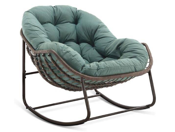 SeedWave Schaukelstuhl Übergroß mit PE-Rattan-Geflecht, 15 cm dickem Olefin-Fleece-Kissen, Lounge-Stuhl für Innen- und Außenbereich, Stilvolle Eierschalenform von OTTO