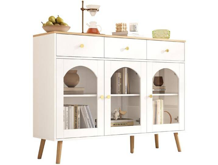 SeedWave Sideboard Mehrzweck Kommode Esszimmer Sideboard mit Durchsichtige Glas-Bögen, Mehrer Stauraum, Verstellbare Einlegeböden SeedWave Sideboard Mehrzweck Kommode Esszimmer Sideboard mit Durchsichtige Glas-Bögen, Mehrer Stauraum, Verstellbare Einlegeböden von OTTO