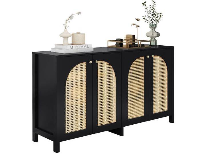 SeedWave Sideboard Moderne Aufbewahrungsschrank Kommode mit 4 Luftigen Kunst-Rattantüren, 6×Staufächer mit 4 verstellbaren Einlegeböden, schwarz SeedWave Sideboard Moderne Aufbewahrungsschrank Kommode mit 4 Luftigen Kunst-Rattantüren, 6×Staufächer mit 4 verstellbaren Einlegeböden, schwarz von OTTO