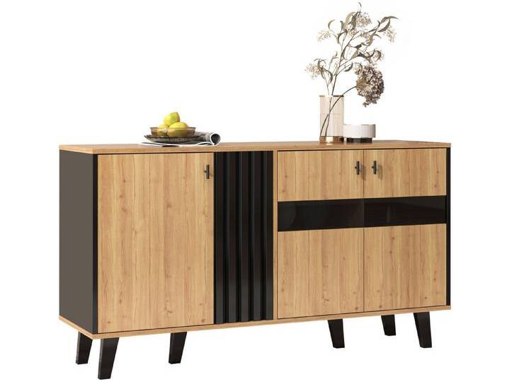 SeedWave Sideboard Modernes Sideboard LED-Beleuchtung Kontrastfarbener Wohnzimmerschrank, Verstellbare Einlegeböden, Türen mit eingelassenen Glassen SeedWave Sideboard Modernes Sideboard LED-Beleuchtung Kontrastfarbener Wohnzimmerschrank, Verstellbare Einlegeböden, Türen mit eingelassenen Glassen von OTTO