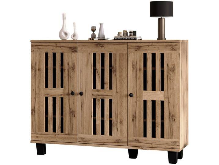 SeedWave Sideboard Vintage Kommode Beistellschrank Mehrzweckschrank mit 3 Luftigen Türen, 8×Staufächer, 1 extra Stützfuß für mehre Stabilität SeedWave Sideboard Vintage Kommode Beistellschrank Mehrzweckschrank mit 3 Luftigen Türen, 8×Staufächer, 1 extra Stützfuß für mehre Stabilität von OTTO