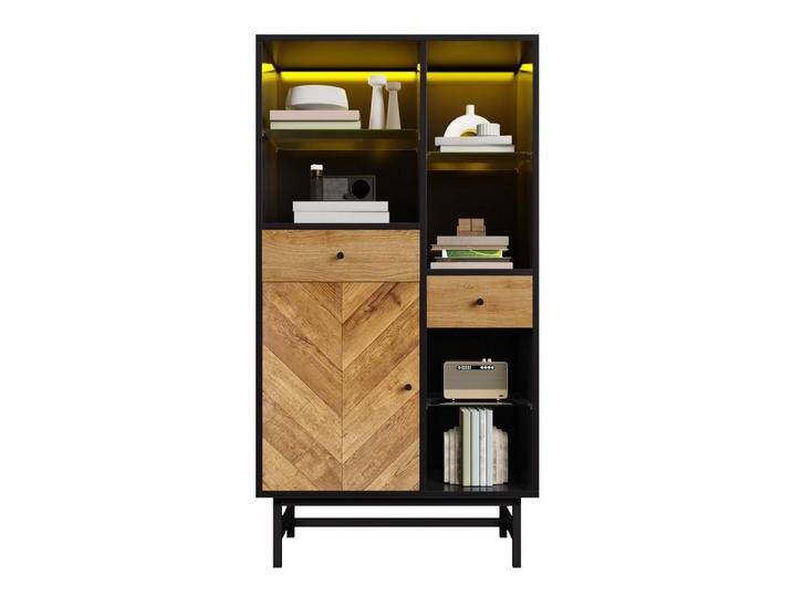SeedWave Vitrine 12-farbiger LED Vitrinenschrank, Mehrzweck-Glasvitrine mit Schubladen Verstellbare 12-farbige LED, offene Glasvitrine, schwarz von OTTO