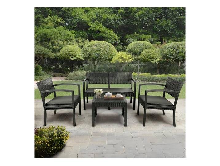 Sekey Balkonset 4 Sitzer Gartenmöbel Polyrattan Gartenlounge-Set Sitzgruppe Wetterfest, (4-tlg), 1x Tisch + 2x Stühle + 1x Sitzbank von OTTO