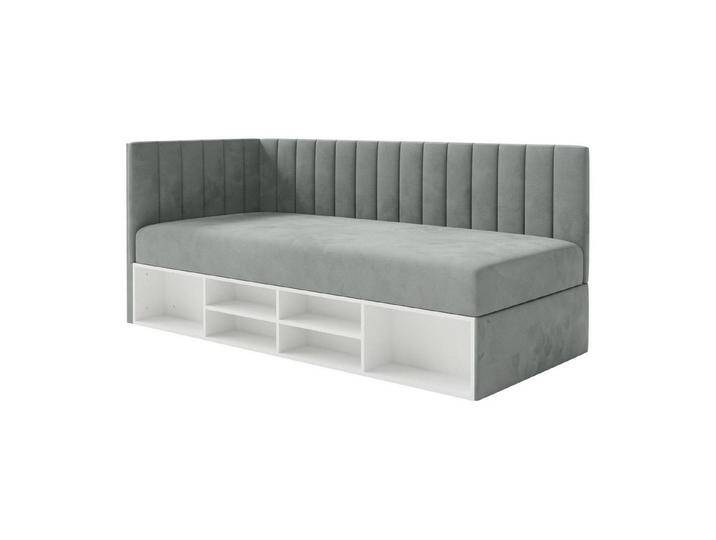 Selsey Jugendbett VENTRIO, mit Bonellfederkernmatratze, Bettkasten, Regal und Easy-Clean-Bezug, grau, linksseitig, Grau von OTTO