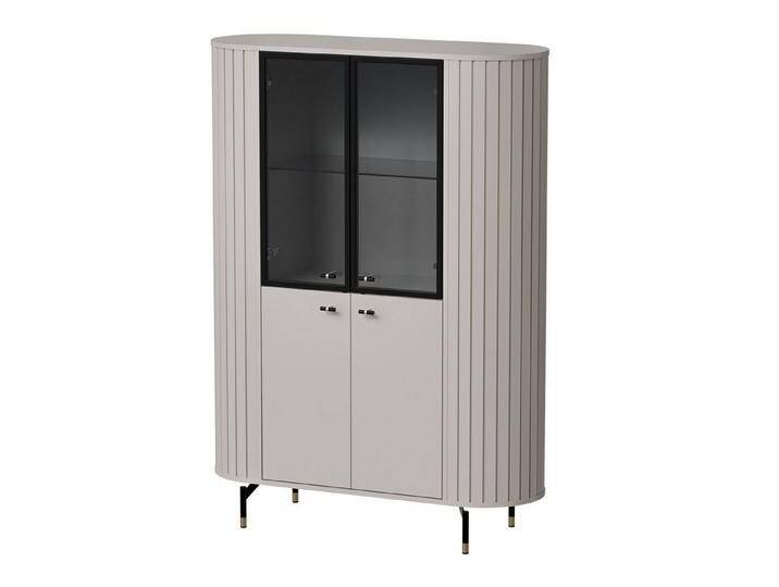 Selsey Standvitrine ZANTE 4-türig mit Glasfront, 4 Fächern, 112 cm, grau, Greige von OTTO
