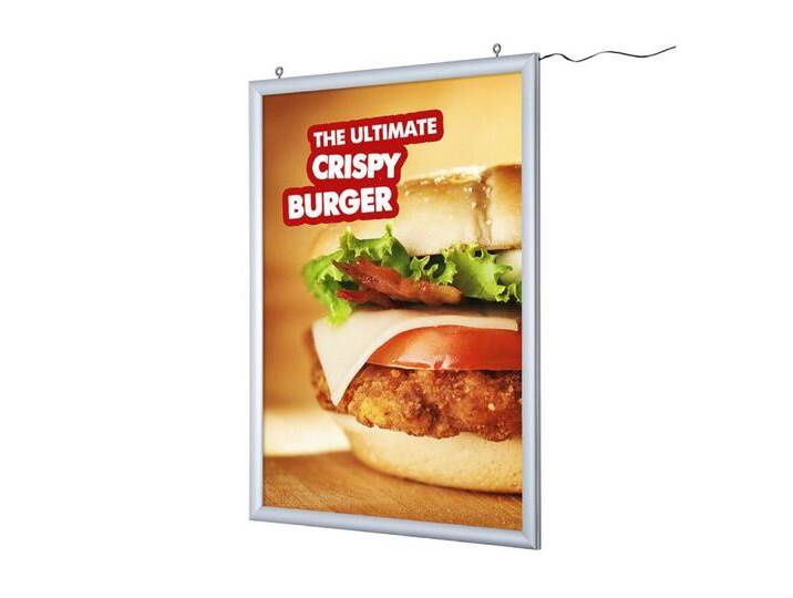 Showdown Displays Hängevitrine LED-Leuchtrahmen Doppelseitig DIN A1 (1-St), silberfarben von OTTO