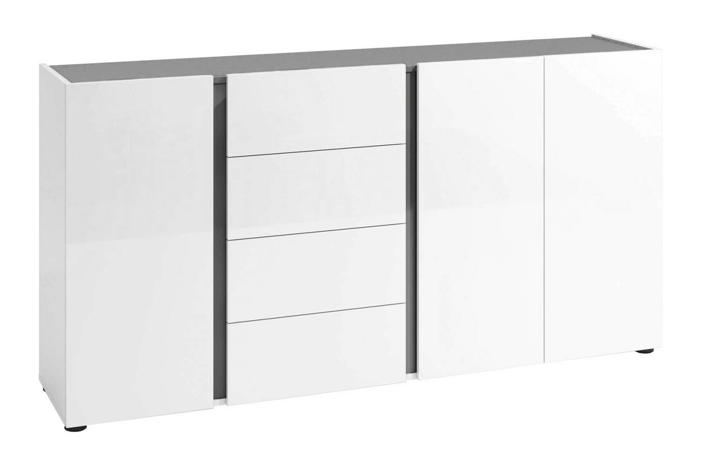 Sideboard ATRIUM, Anthrazit, Weiß Hochglanz, 3 Türen, 4 Schubladen, mit Soft-Close-Funktion, B 180 x H 92 x T 40 cm von OTTO