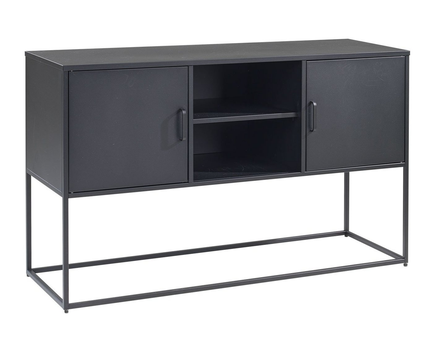 Sideboard CLASSIC, B 120 x H 75 cm, Schwarz matt, Metall, 2 Türen und 2 offene Fächer von OTTO