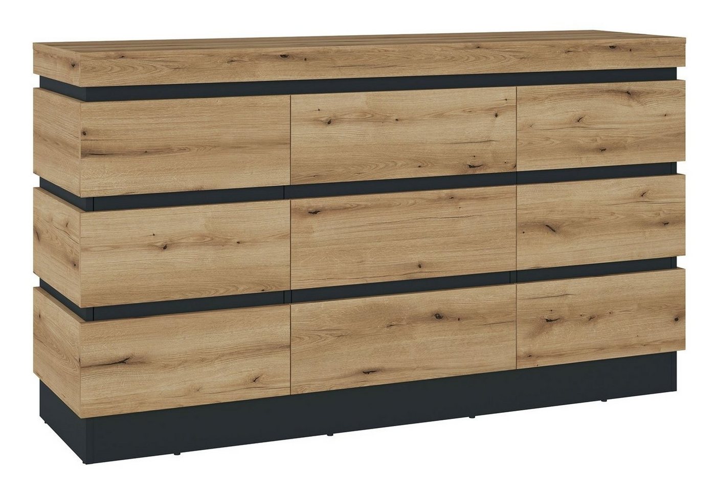 Sideboard CORTE, B 160 x 92 cm, Coast Evoke Eiche Dekor, Grau, 3 Türen und 1 Schublade von OTTO