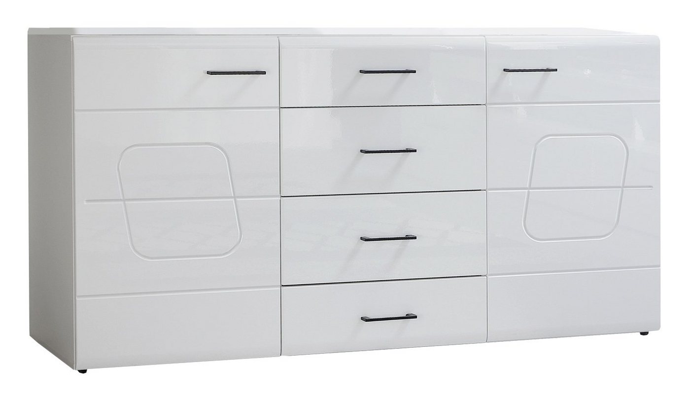 Sideboard SPIRIT, B 170 x H 94 cm, Weiß matt, Weiß Hochglanz, 2 Türen und 4 Schubladen von OTTO