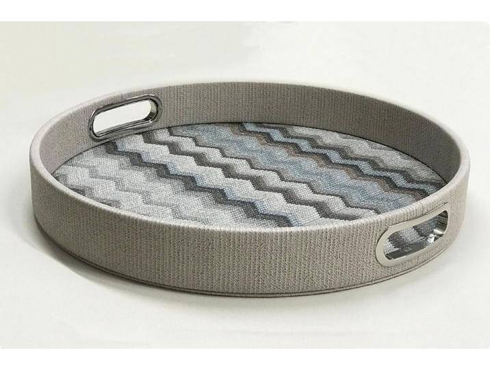 Signature Home Collection Tablett Tablett braun gestreift abwischbar Muster gezackt mit Griffen, Kunstleder, (1 Stück, 1-tlg., 1x Tablett), abwischbar, rutschfest, geeignet zum Servieren von OTTO