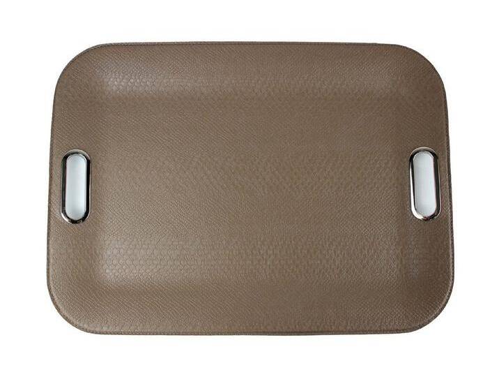 Signature Home Collection Tablett Tablett groß flach rechteckig mit Griffen Kunstleder Serviertablett, Kunstleder, Edelstahl, (1 Stück, 1-tlg), pflegeleicht und abwischbar, Serviertablett von OTTO