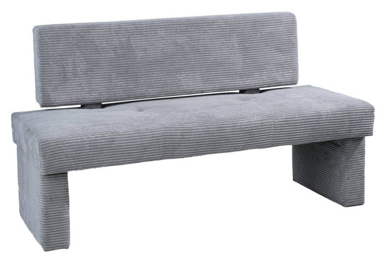 Sitzbank DOMINO, Hellgrau, Cordbezug, mit Rückenlehne, Gestell aus Massivholz, Kaltschaumpolsterung von OTTO