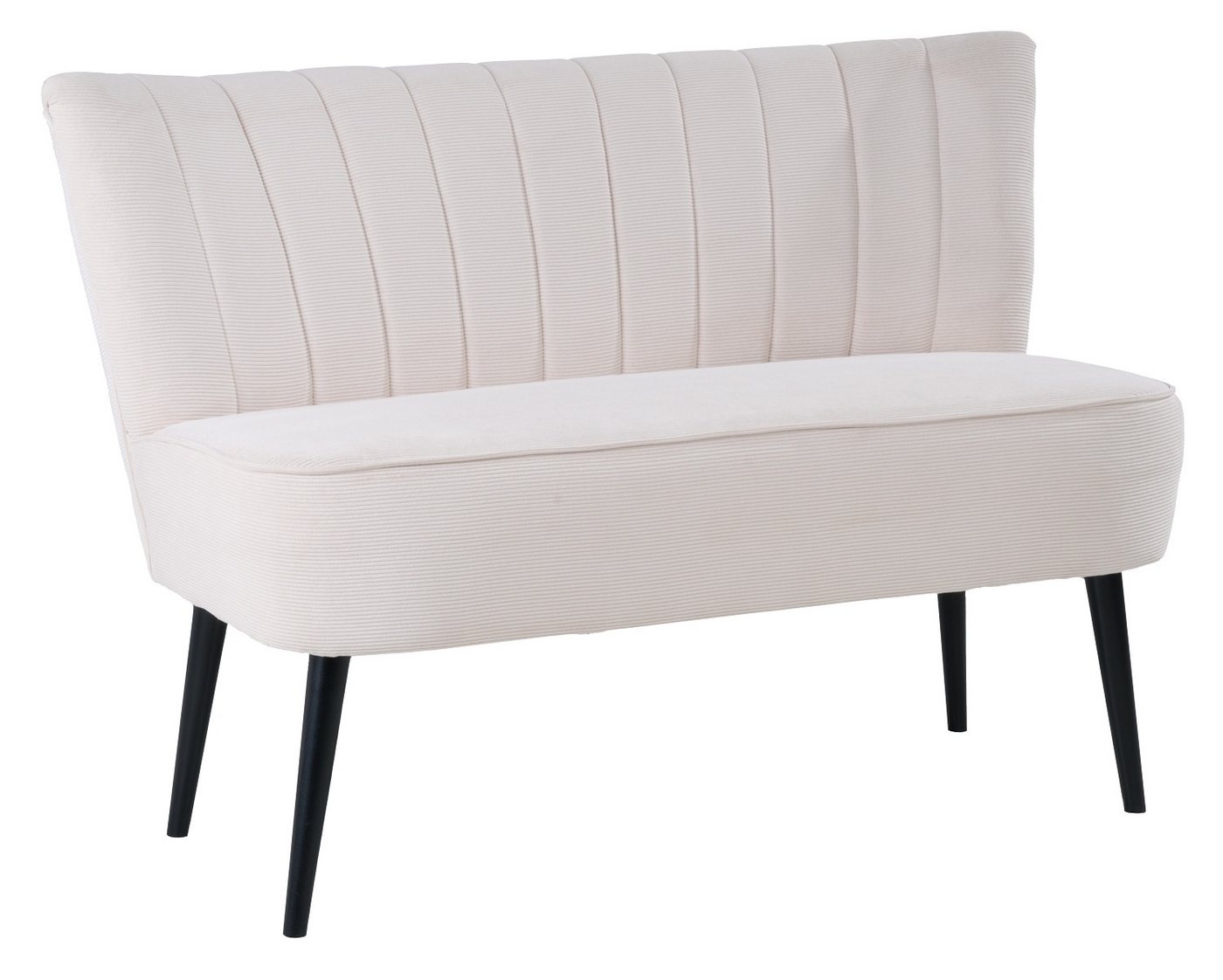 Sitzbank ZUSANNA, Creme, Schwarz, Cordbezug, Massivholz, B 130 x H 87 x T 71 cm von OTTO