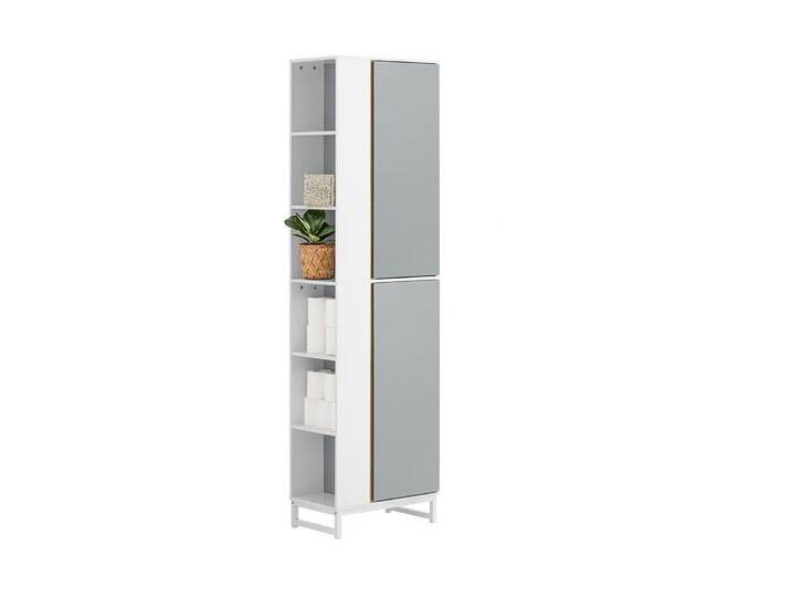 SoBuy Hochschrank BZR76 Badschrank mit 2 Türen Badezimmerschrank Badezimmermöbel, grau von OTTO