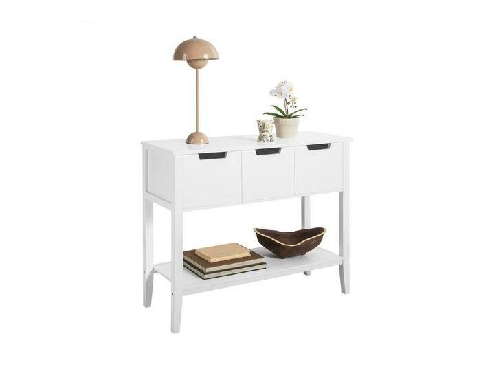 SoBuy Konsolentisch FSB51, Beistelltisch Flurtisch mit 3 Schubladen und Fach Sideboard Weiß, weiß, Weiß von OTTO