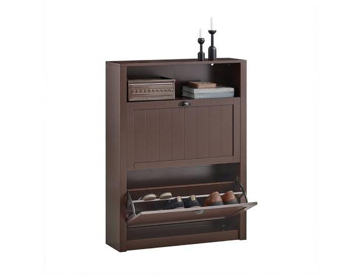 SoBuy Schuhschrank FSR87 Schuhkipper schmal mit 2 Klappen Schuhregal mit 4 Ablageflächen, braun, braun SoBuy Schuhschrank FSR87 Schuhkipper schmal mit 2 Klappen Schuhregal mit 4 Ablageflächen, braun, braun von OTTO