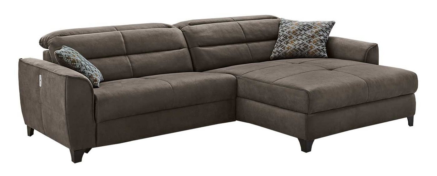 Sofa DOUBLE ONE, B 288 cm x T 187 cm, Braun, Mikrofaserbezug, elektrische Relaxfunktion, mit USB-Ladeanschluss von OTTO