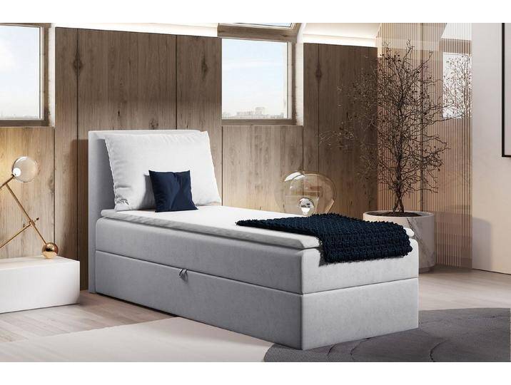 Sofnet Boxbett Egro Mini (mit Bettkasten, Bonell-Matratze und Topper), Einzelbett, Polsterbett mit Kissen, Boxspringbett, Kinderbett, silberfarben von OTTO
