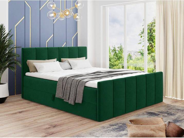 Sofnet Boxspringbett Star Lux (mit zwei Bettkasten, Bonell-Matratze und Topper), Doppelbett, Polsterbett mit Kopfteil und Fußteil, grün, Laminatplatte, HDF-Platten von OTTO
