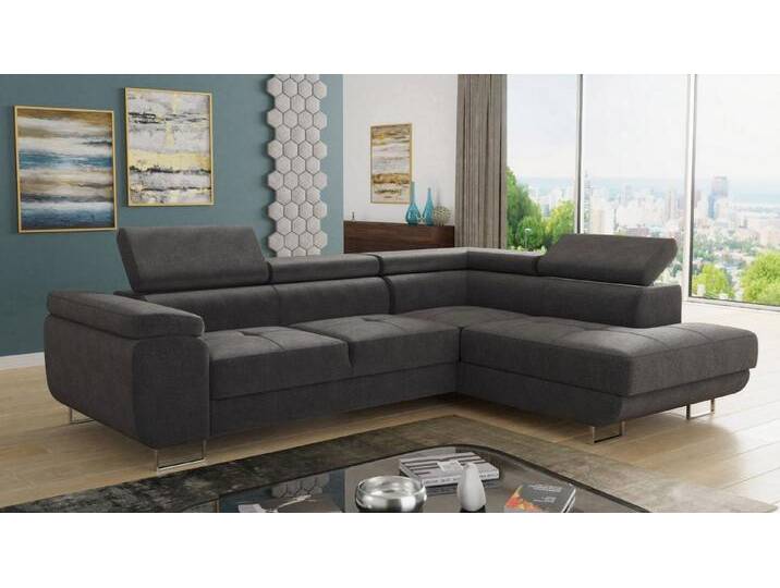 Sofnet Ecksofa Caris, mit Schlaffunktion und Bettkasten, Wohnlandschaft mit einstellbare Kopfstützen, Schlafsofa, grau, Kronos 22 von OTTO