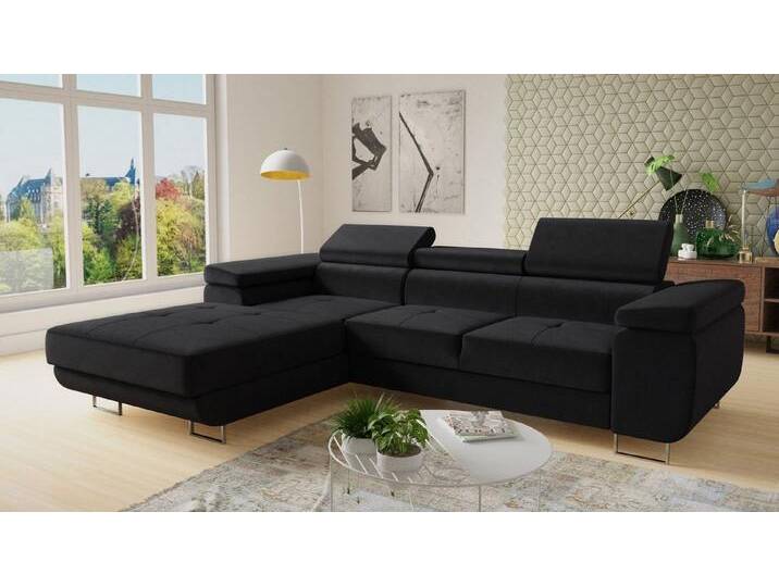 Sofnet Ecksofa Divo, mit Schlaffunktion und Bettkasten, Schlafsofa mit einstellbare Kopfstützen - Wohnlandschaft, schwarz, Kronos 07 von OTTO