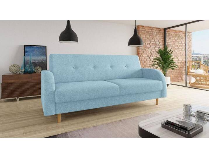 Sofnet Schlafsofa Kelso, mit Schlaffunktion und Bettkasten, Bettsofa mit Holzfüße und Wellenfeder, blau, Twist 17 von OTTO