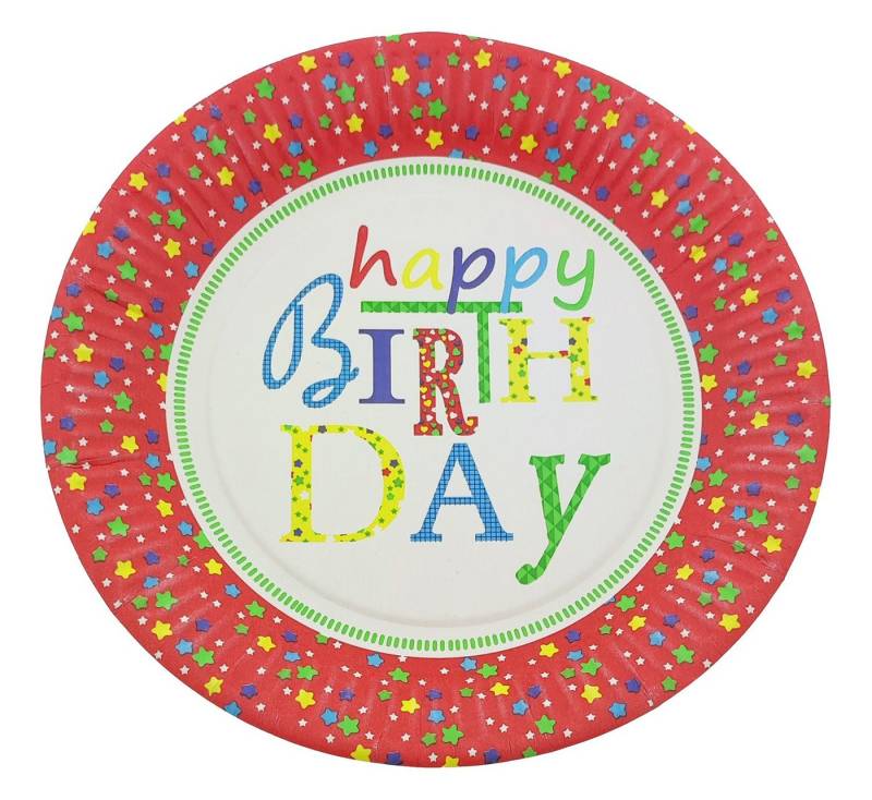 PAPSTAR Pappteller 10 Teller, Pappe rund Ø 23 cm "Happy Birthday", (10 St), Pappteller Geburtstagsteller Partyteller Kindergeburtstag von Papstar