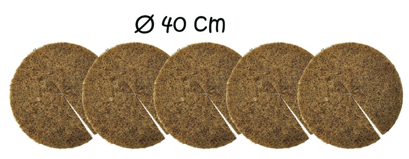 Lucht Winterschutzvlies 5 x Kokos-Mulchscheibe Ø 40 cm, (Set, 5-St., Kokos-Mulchscheiben), Kokosscheibe Kübelabdeckung Unkrautschutz Pflanzenabdeckung von Lucht