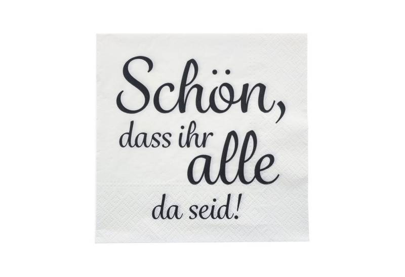 CEPEWA Papierserviette Servietten "Schön, dass ihr alle da seid" 20er Pack, (Stück, 20 St., Papierservietten), Geburtstagsservietten Partyservietten Feier Mottoparty von CEPEWA