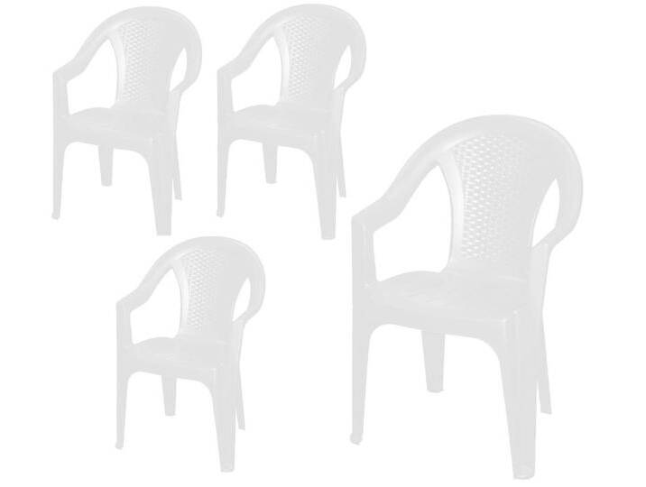 Spetebo Gartenstuhl Kunststoff Gartenstuhl anthrazit - 4er Set (Set, 4 St), Monoblock Stuhl in Rattan Optik, weiß von OTTO