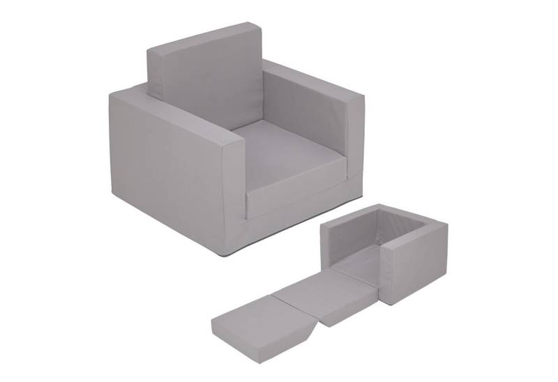 Spetebo Kindersessel Polstersessel 2in1 ausklappbar - grau - Kindersessel 48 x 41 cm (Artikel, 1-St., Stück), zum Aufklappen von Spetebo