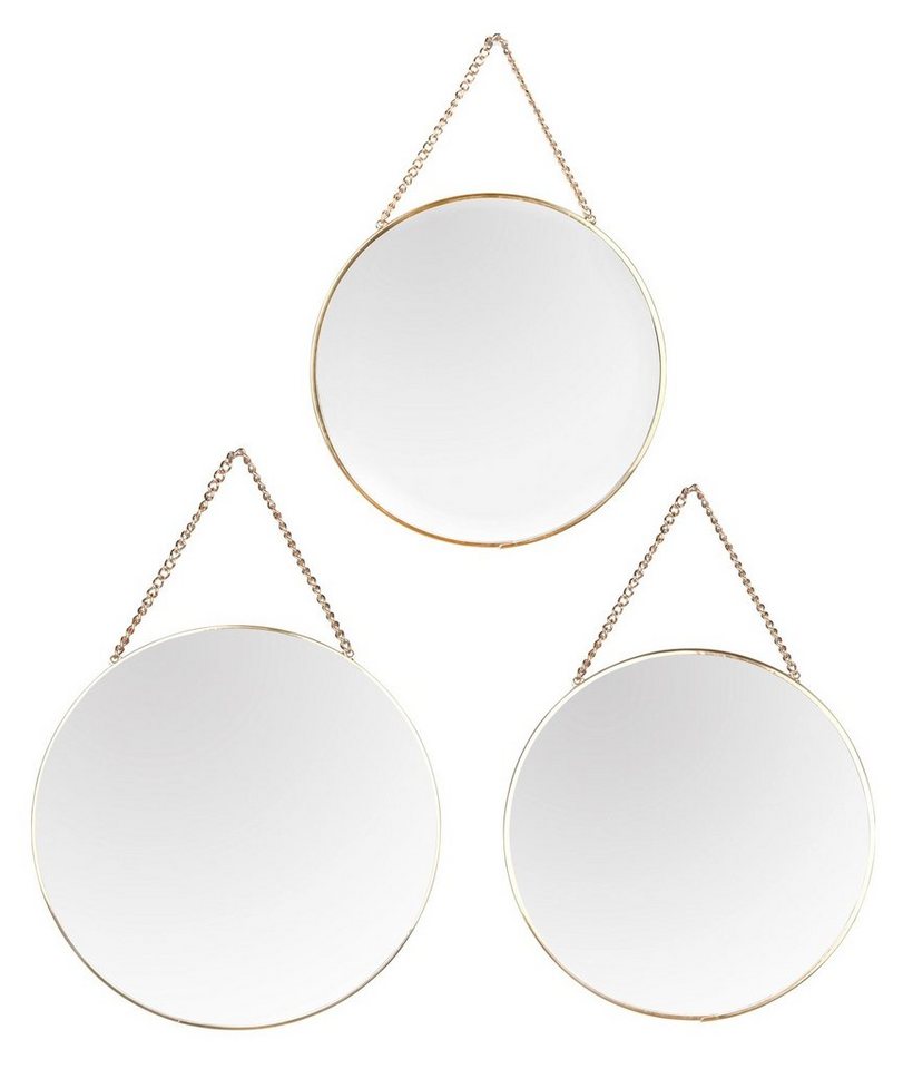 Spiegel CORA, Gelbgold, Metall, mit Aufhängeketten, (Set), 3-teilig von OTTO