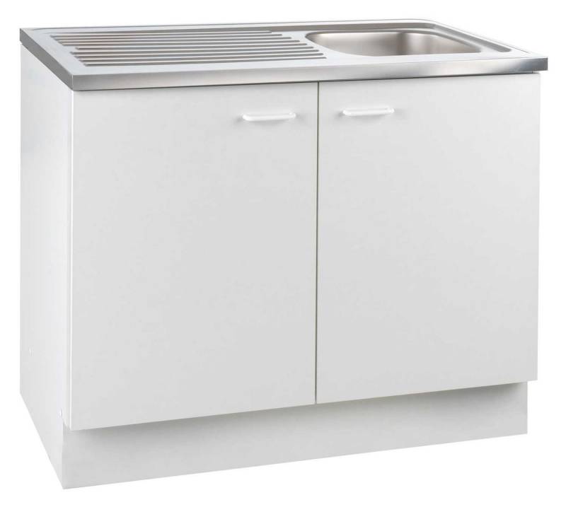 Spülenunterschrank TOP, Weiß matt, Breite 100 cm, 2 Türen, mit Spülbecken von OTTO