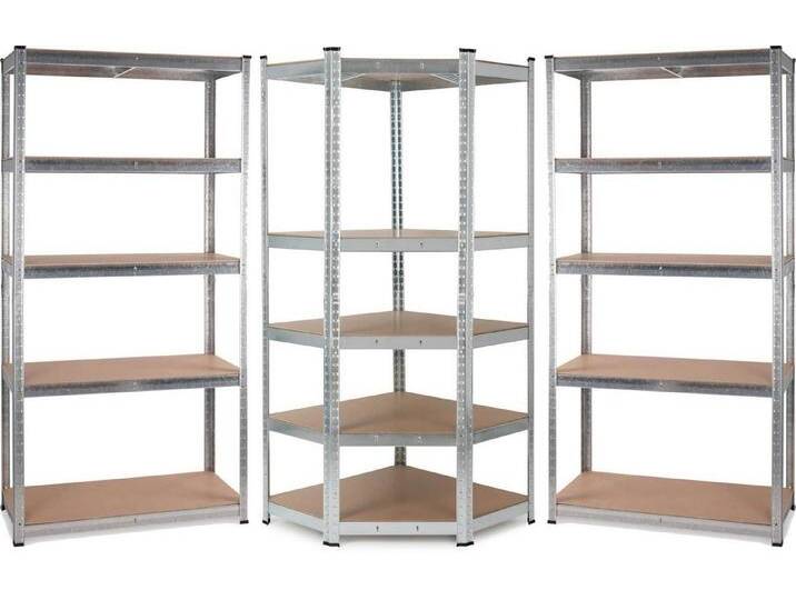 Stagecaptain Schwerlastregal Lager-Eckregal Extended Set - 2 x gerade Regale & 1 x Eckregal, Tragkraft pro Boden: 175 kg, gesamt 875 kg je Regal von OTTO