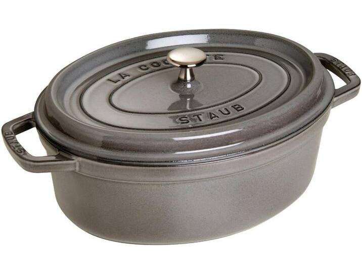 Staub Bräter Cocotte, Gusseisen (1-tlg), robust, langlebig, perfekte Hitzeverteilung, Aromaregen-Deckel, grau, Graphit-grau von OTTO