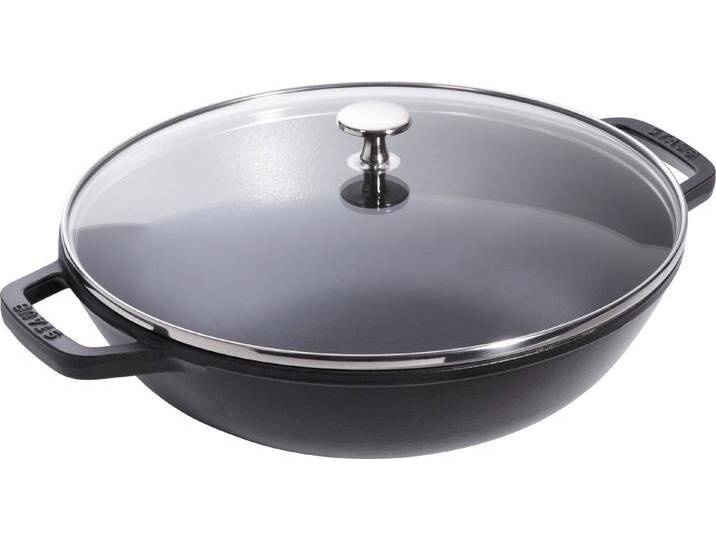 Staub Wok Specialities Wok mit Glassdeckel, 30 cm rund Gusseisen Schwarz, (1-tlg), schwarz von OTTO