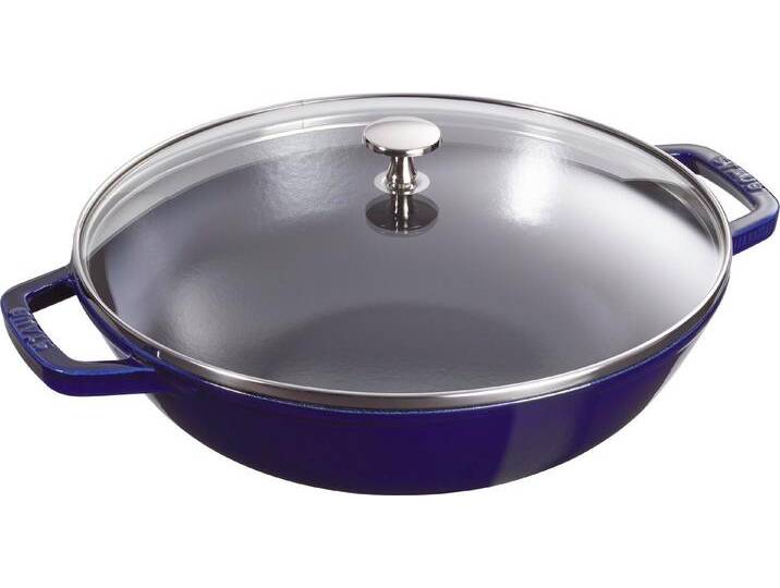 Staub Wok Wok mit Glassdeckel, 30 cm rund Gusseisen Dunkelblau, (1-tlg), blau von OTTO