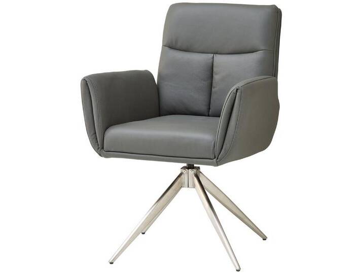 Stolkom Sp.z.o.o. Armlehnstuhl (2er Set) Federkern, drehbar, Leder grau, Edelstahl - 61x94x67 (BxHxT) (2er Set), grau von OTTO
