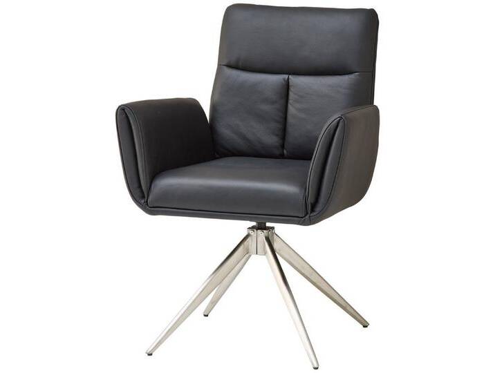 Stolkom Sp.z.o.o. Armlehnstuhl (2er Set) Federkern, drehbar, Leder schwarz,Edelstahl - 61x94x67 BxHxT (2er Set), schwarz von OTTO