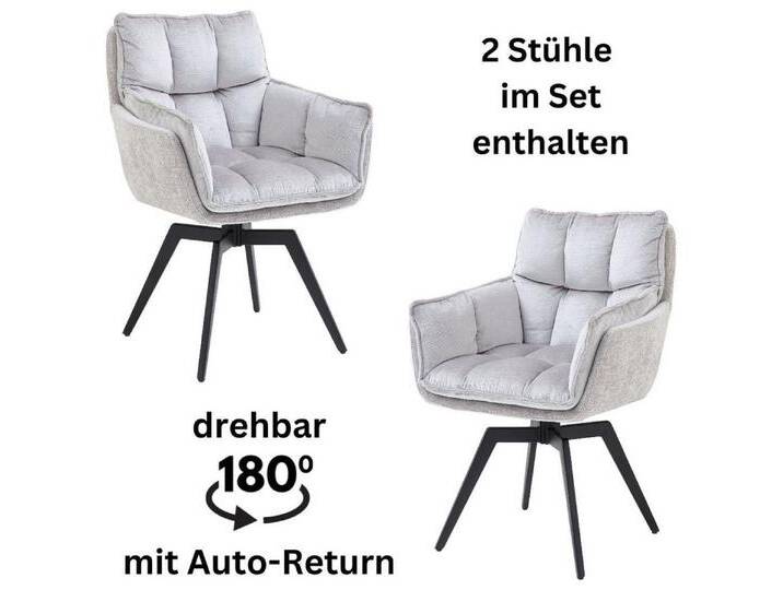 Stolkom Sp.z.o.o. Armlehnstuhl Alani (Set, 2 St), 180 grad drehbar mit Auto-Return, schwarz silberfarben von OTTO