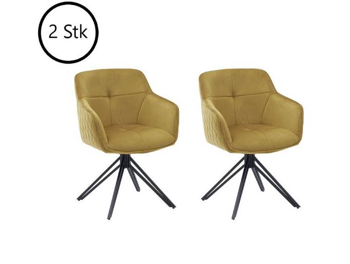 Stolkom Sp.z.o.o. Armlehnstuhl aus Metall und Samtbezug in gold. Abmessungen (BxHxT) 59x82x62 cm (2er-Set) von OTTO
