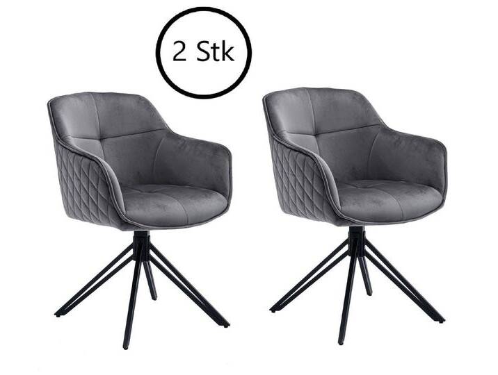 Stolkom Sp.z.o.o. Armlehnstuhl aus Metall und Samtbezug in grau. Abmessungen (BxHxT) 59x82x62 cm (2er-Set), grau von OTTO